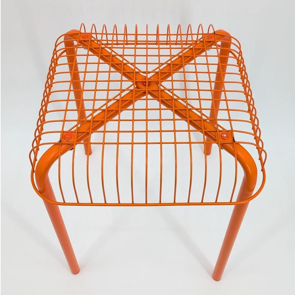 IKEA VÄSTERÖN Orange Metal Wire Stool Vintage Discontinued Modern Design